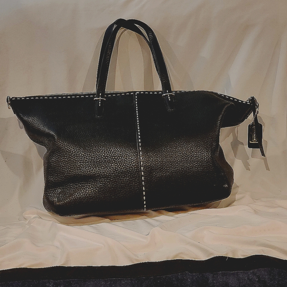 Coach Handbag Black Bleecker Pebble XL Tote Satchel Shoulder Bag 27948